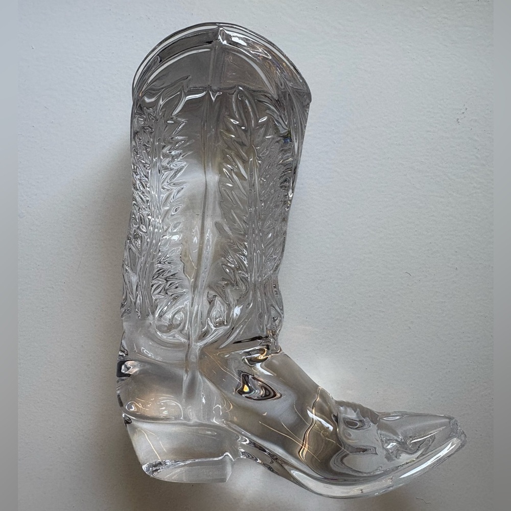 Vintage 1990 Ralph Lauren Signed Lead Crystal Cowboy Boot 5" X 4"